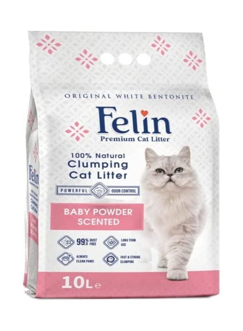 Felin Cat Litter Clumping Dust free 10L Baby Powder - Image 1