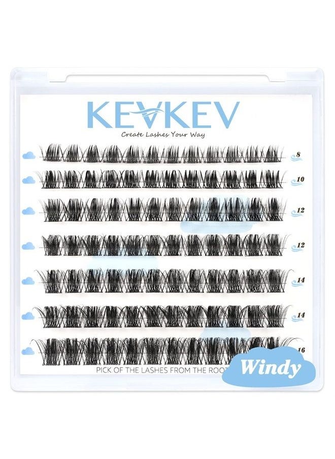 KevKev Lash Clusters 84 Pcs Cluster Lashes Eyelash Clusters DIY Cluster Eyelash Extensions Individual Lashes Soft and Comfortable (Windy,C-8-16mix)  - Image 1