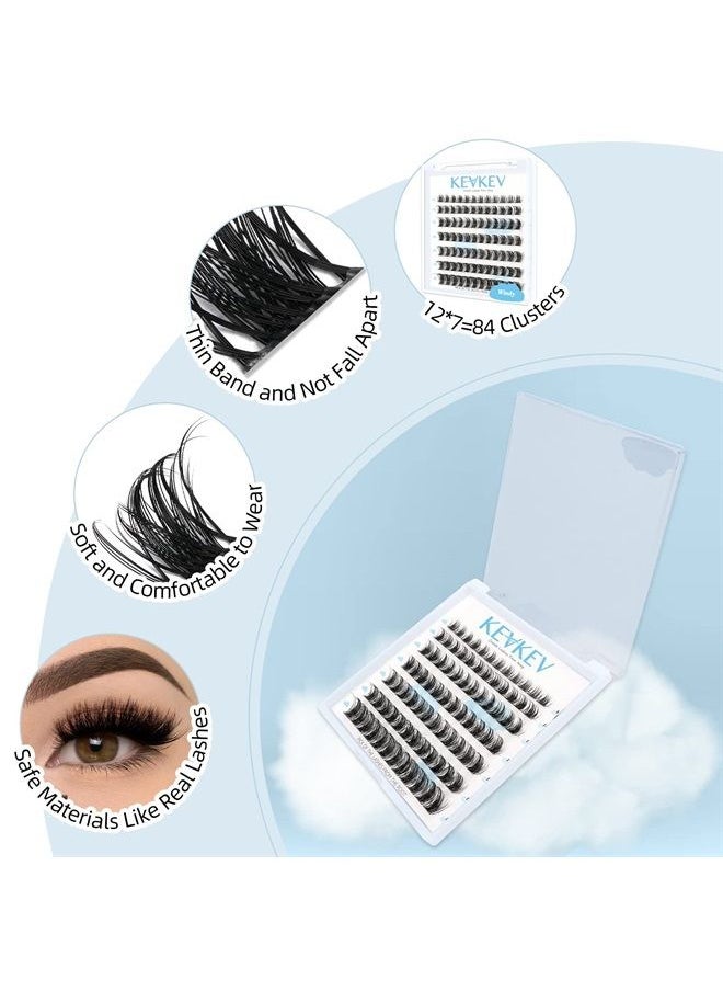 KevKev Lash Clusters 84 Pcs Cluster Lashes Eyelash Clusters DIY Cluster Eyelash Extensions Individual Lashes Soft and Comfortable (Windy,C-8-16mix)  - Image 2