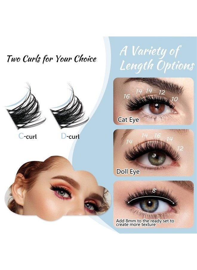 KevKev Lash Clusters 84 Pcs Cluster Lashes Eyelash Clusters DIY Cluster Eyelash Extensions Individual Lashes Soft and Comfortable (Windy,C-8-16mix)  - Image 3