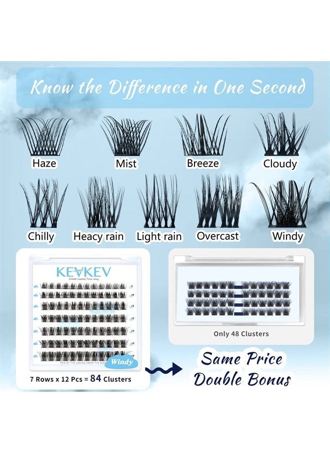 KevKev Lash Clusters 84 Pcs Cluster Lashes Eyelash Clusters DIY Cluster Eyelash Extensions Individual Lashes Soft and Comfortable (Windy,C-8-16mix)  - Image 4