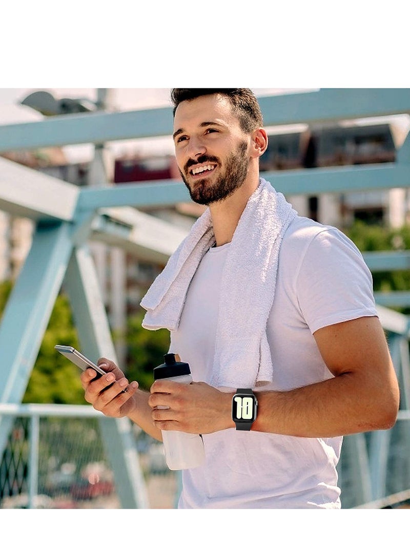 Compatible with Apple watch Band 42mm 44mm 45mm 46mm 49mm for Women Men, Soft Silicone Wristband Strap Bands for iWatch Ultra 2/1 Series 10 9 8 7 6 5 4 3 2 1 SE 2/1 Black - Image 5