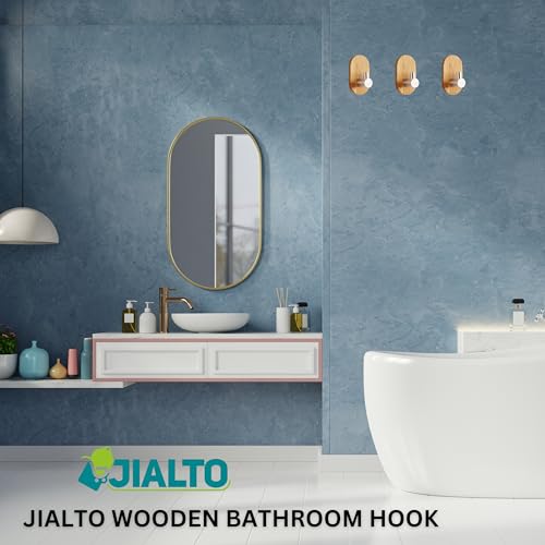 JIALTO 6 pcs Wooden Bathroom and Kitchen Hook, Self Adhesive Wall Hook - Essential Bathroom Accessories, Stylish Home Decor Items, Durable Kitchen Accessories Items (Rectangle Black Wooden) - Image 5