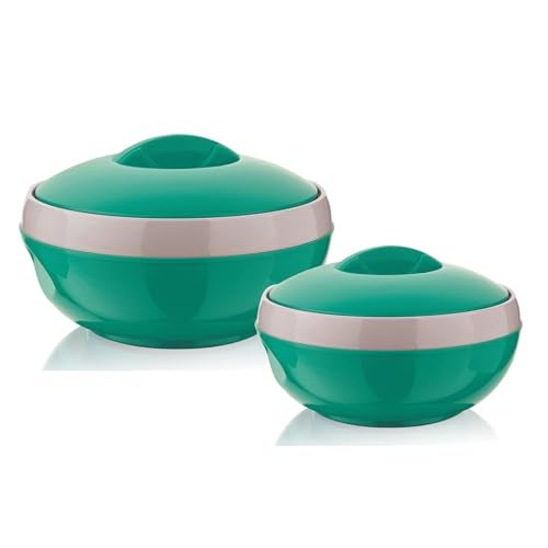 Asian Plastowares Sonic Inner Steel Casserole Set of 3 (1000ml & 1500ml) | Premium Insulated ISI-Certified Hotpot Combo | Elegant Serveware Gift Box | Green - Image 1