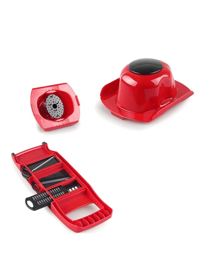 NIBEMINENT Plastic Vegetable Fruit Slicers & Cutter With Adjustable Stainless Steel Blades Red 32x10x11centimeter - Image 1