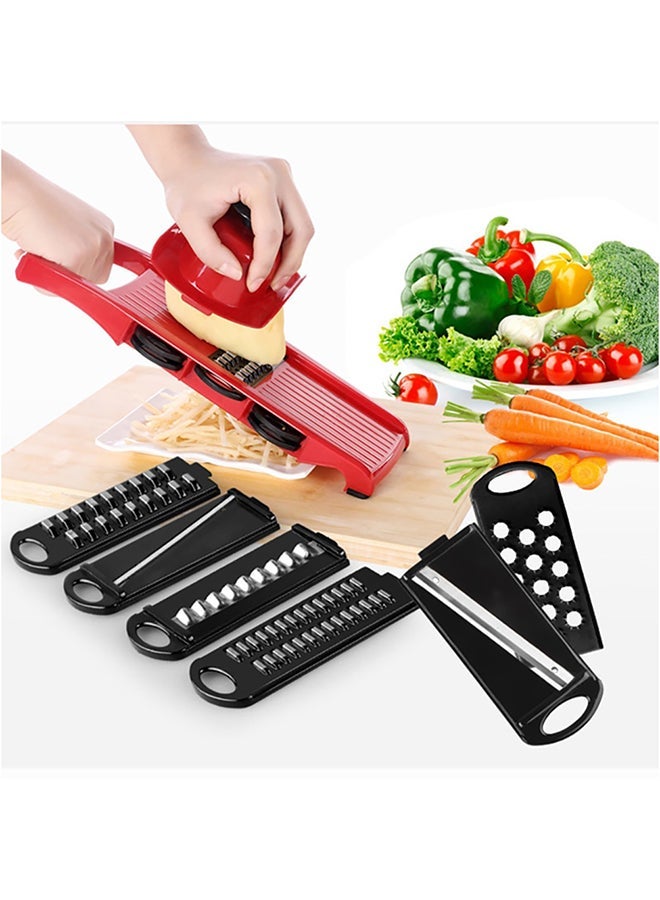 NIBEMINENT Plastic Vegetable Fruit Slicers & Cutter With Adjustable Stainless Steel Blades Red 32x10x11centimeter - Image 3