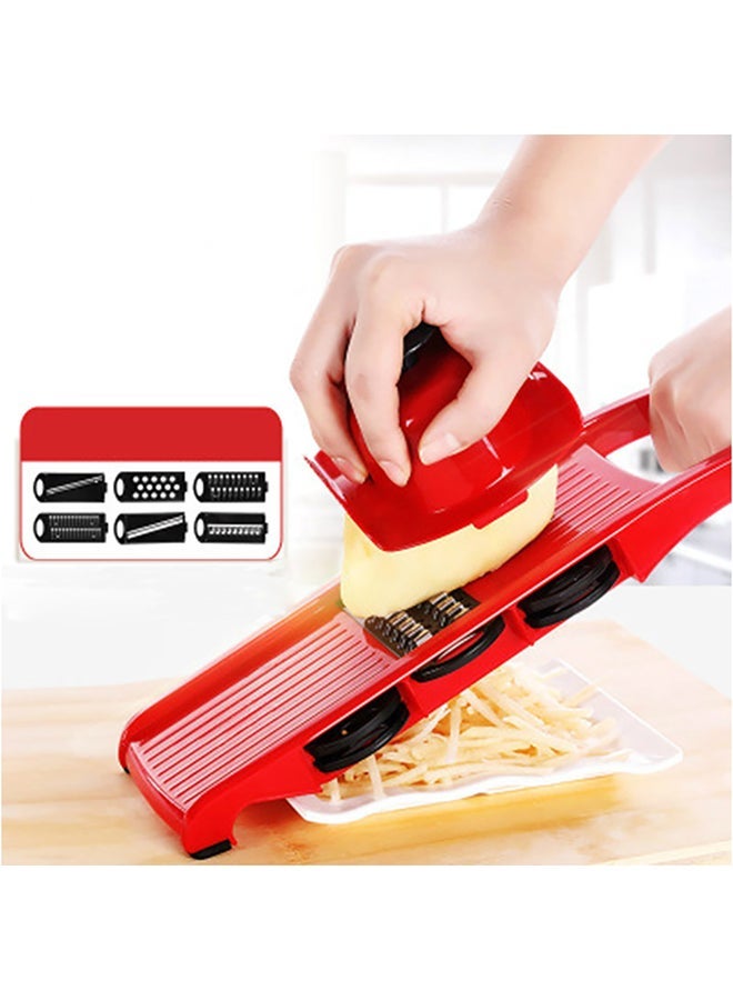 NIBEMINENT Plastic Vegetable Fruit Slicers & Cutter With Adjustable Stainless Steel Blades Red 32x10x11centimeter - Image 4