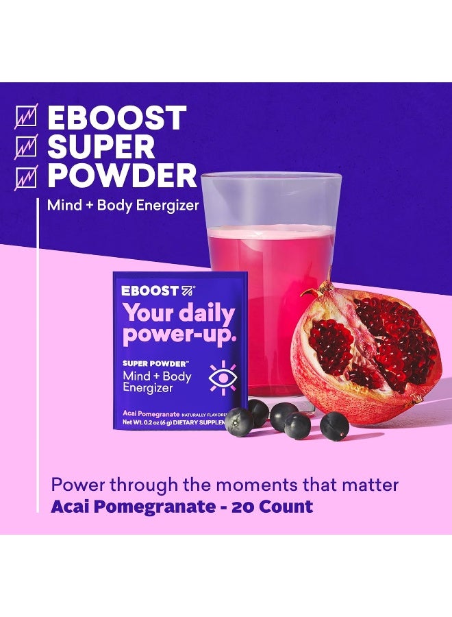 EBOOST Super Energy Powder Drink Mix, Non-GMO Electrolyte Supplement Loaded with Vitamins (Acai Pomegranate) - Image 2