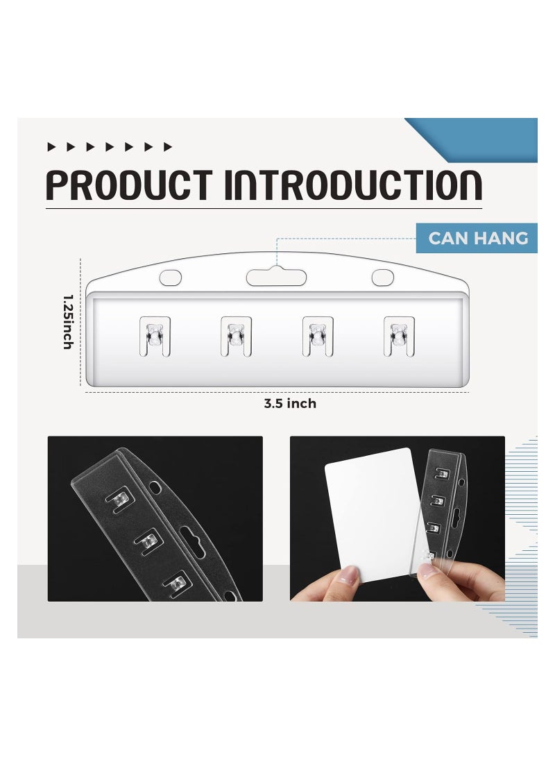 SOLARAE 30 Pack Swipe Card Holder, Horizontal Half Card ID Badge Holders, with Grippers Hard Plastic, Easy Access Rigid Transparent Protectors, Sleeves Frosted Pouches, for POS Magnetic Credit Card Passes - Image 2