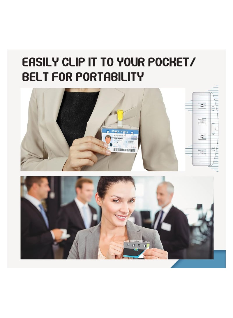 SOLARAE 30 Pack Swipe Card Holder, Horizontal Half Card ID Badge Holders, with Grippers Hard Plastic, Easy Access Rigid Transparent Protectors, Sleeves Frosted Pouches, for POS Magnetic Credit Card Passes - Image 4