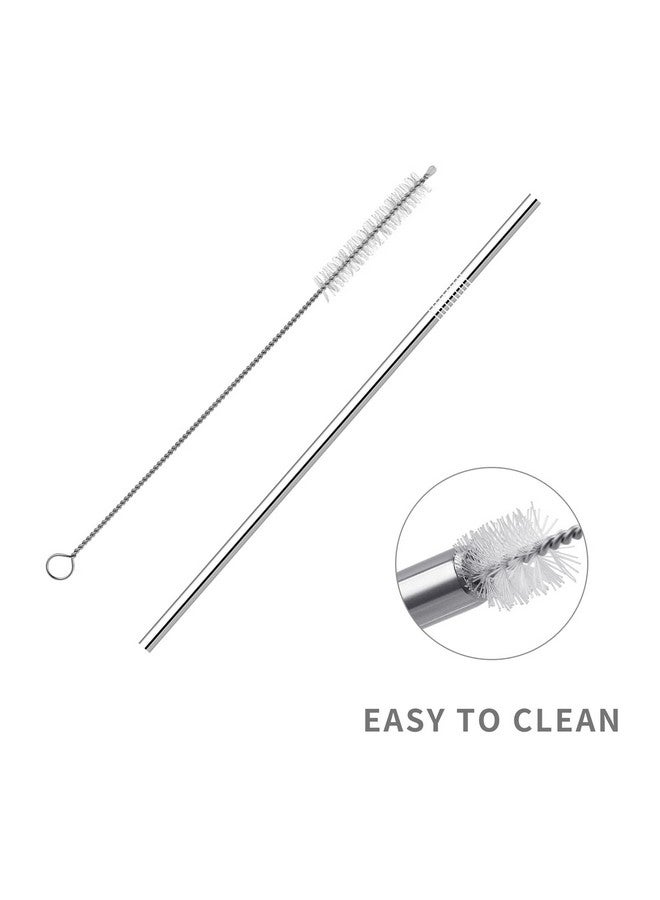 Ithyes Ithyes 8 Pack Reusable Metal Straws Long Stainless Steel Straws Drinking Straw for 20/30 oz Tumblers with Travel Case & Cleaning Brush, 10.5"/8.5"(Silver) - Image 5