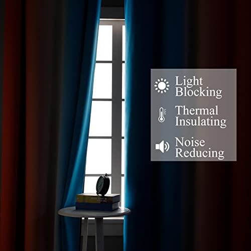 Estelar Textiler Thermal Insulated Blue and Orange Curtains for Living Room, Complete Light Blocking Ombre Blackout Curtains for Bedroom, Full Room Darkening Gradient Grommet Drapes for Boy Room, 52x84 Inch, 2 Panels - Image 3