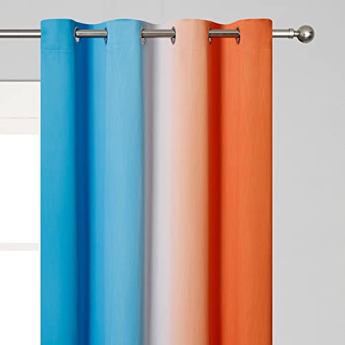 Estelar Textiler Thermal Insulated Blue and Orange Curtains for Living Room, Complete Light Blocking Ombre Blackout Curtains for Bedroom, Full Room Darkening Gradient Grommet Drapes for Boy Room, 52x84 Inch, 2 Panels - Image 4
