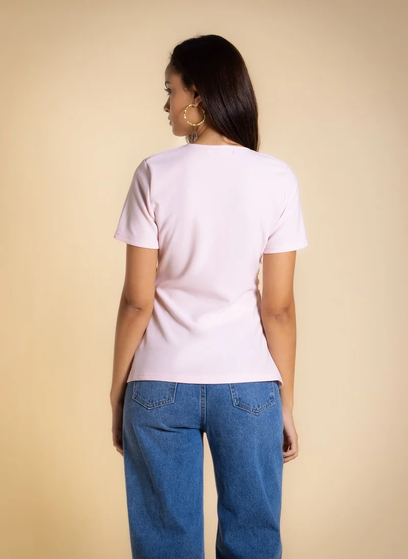 Shapes Pink FITTED RIB TOP for Women | Best Price UAE