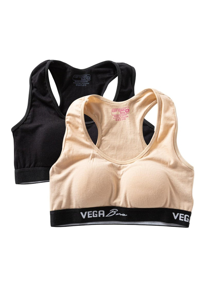 COTTONIL Cottonil Pack of 2 VEGA Women's Cross Back Sports Bra, Padded, Wire-Free, Pull-On Style  - Image 1