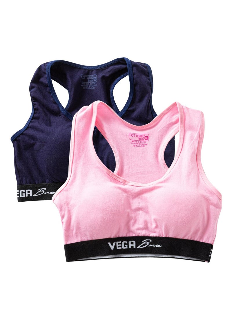 COTTONIL Cottonil Pack of 2 VEGA Women's Cross Back Sports Bra, Padded, Wire-Free, Pull-On Style  - Image 2