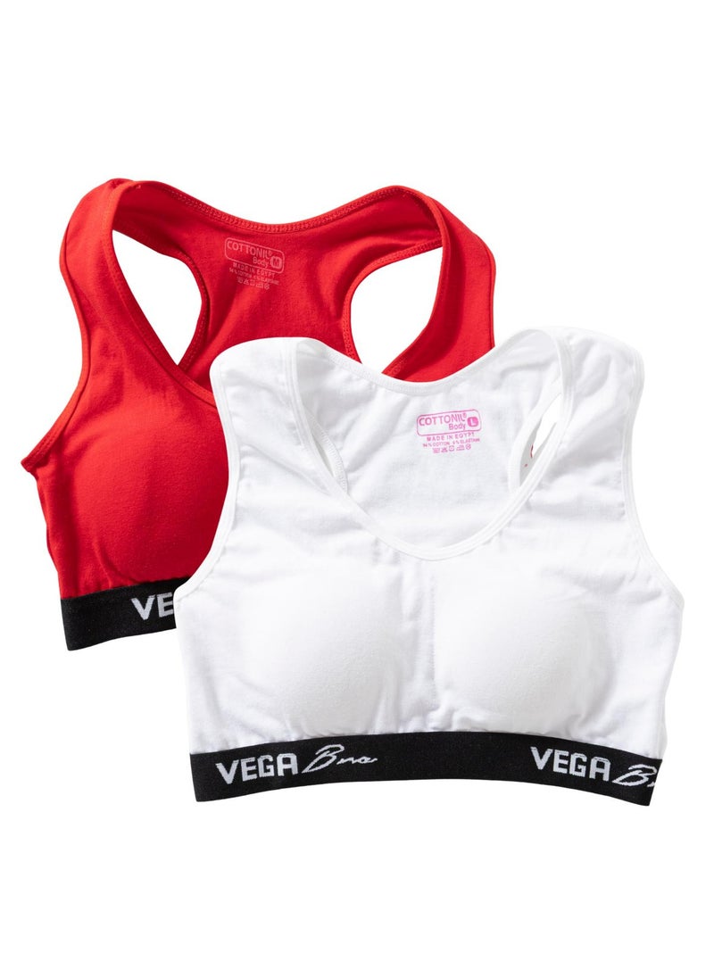 COTTONIL Cottonil Pack of 2 VEGA Women's Cross Back Sports Bra, Padded, Wire-Free, Pull-On Style  - Image 3