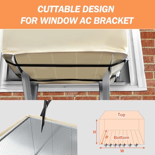 TOHONFOO Air Conditioner Covers for Outside Unit for Winter Insulation, 21"W x 16"D x 15"H, Waterproof & Windfroof Window AC Cover Outside Units with 3 Layers Insulation - Beige - Image 4