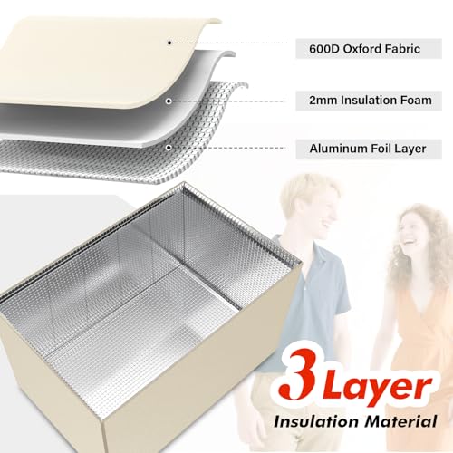 TOHONFOO Air Conditioner Covers for Outside Unit for Winter Insulation, 21"W x 16"D x 15"H, Waterproof & Windfroof Window AC Cover Outside Units with 3 Layers Insulation - Beige - Image 3