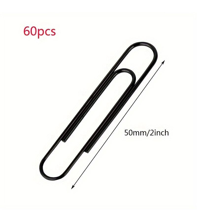 Black Paper Clips 50mm/2inch 60pcs Per Bag Durable Rust Resistant Coated Reusable Solid Color for Office School Document Organizing - Image 1
