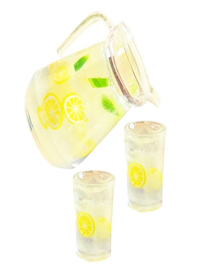 ORFOFE 3pcs Miniature Lemonade Pitcher Set Simulation Glasses Bottle Lemonade Mini Lemon Fruit Ice Tea for Dollhouse Kitchen Scene Decoration - Image 1