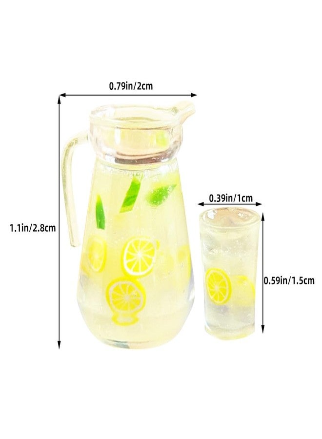 ORFOFE 3pcs Miniature Lemonade Pitcher Set Simulation Glasses Bottle Lemonade Mini Lemon Fruit Ice Tea for Dollhouse Kitchen Scene Decoration - Image 4