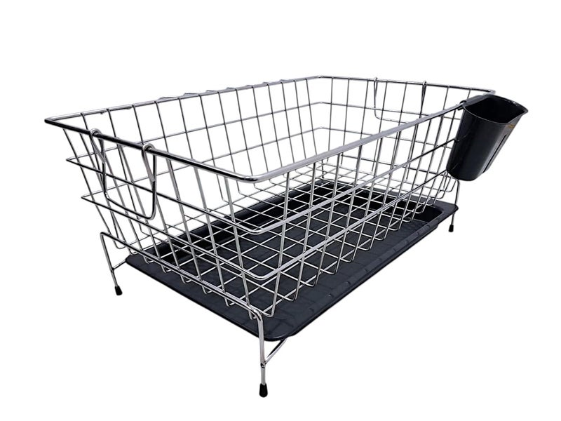 Tinbell Stainless Steel Kitchen Dish Drainer Rack Utensil Holder and Plate Stand Bartan Basket with Spoon Holder Draining Tray Chrome Finish Color Silver - Image 3