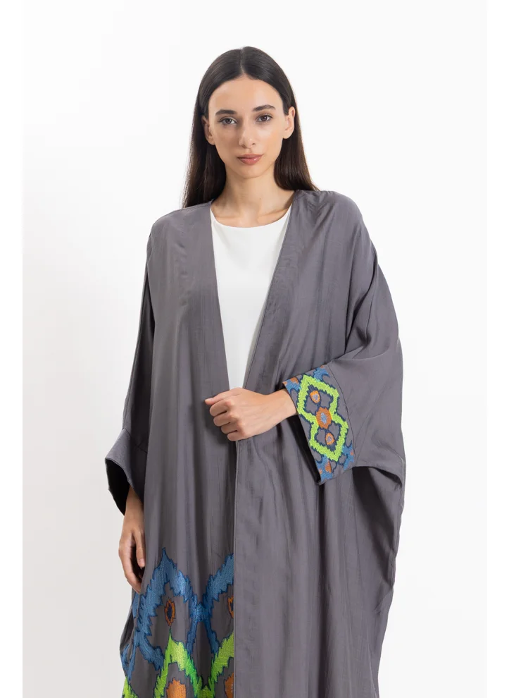 SHAPES EMBROIDERED ABAYA WITH MAXI DRESS