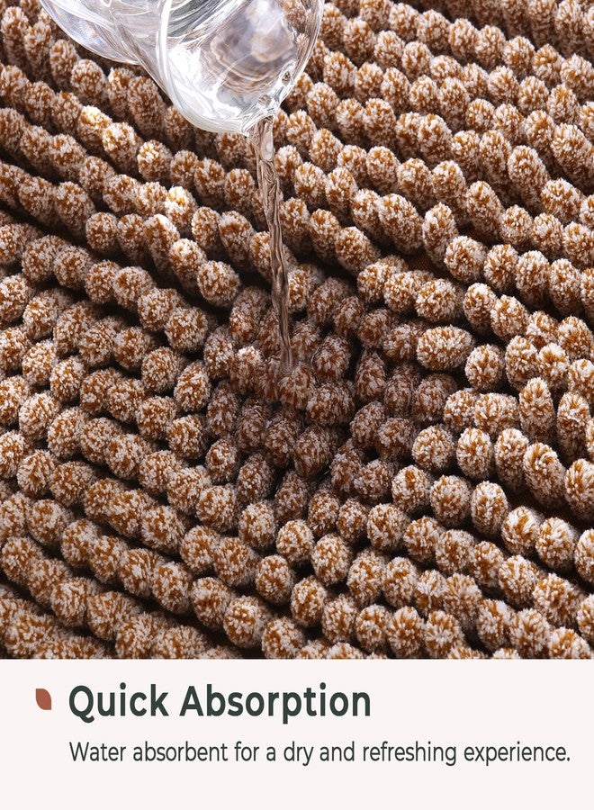 FRESHMINT Chenille Bath Rugs Extra Soft and Absorbent Microfiber Shag Rug, Non-Slip Runner Carpet for Tub Bathroom Shower Mat, Machine-Washable Durable Thick Area Rugs (Caramel Heather, 36" x 24") - Image 4