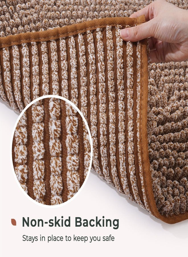 FRESHMINT Chenille Bath Rugs Extra Soft and Absorbent Microfiber Shag Rug, Non-Slip Runner Carpet for Tub Bathroom Shower Mat, Machine-Washable Durable Thick Area Rugs (Caramel Heather, 36" x 24") - Image 5