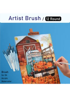 Falling In art Falling in Art Paint Brushes Set, 12 PCS Nylon Professional Round Paint Brushes for Watercolor, Oil Painting, Acrylic, Face Body Nail Art, Crafts, Rock Painting  - Image 5