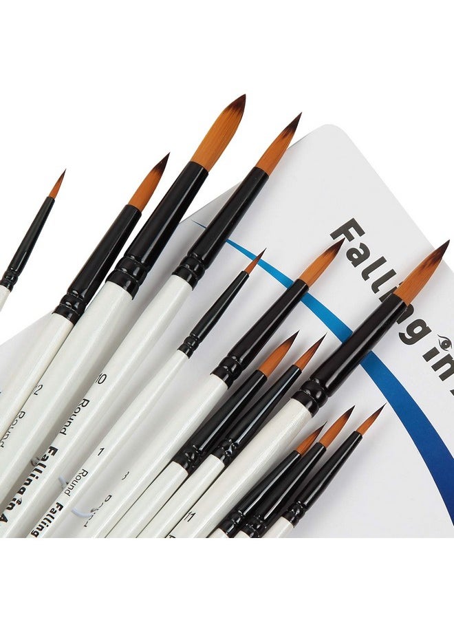 Falling In art Falling in Art Paint Brushes Set, 12 PCS Nylon Professional Round Paint Brushes for Watercolor, Oil Painting, Acrylic, Face Body Nail Art, Crafts, Rock Painting  - Image 1