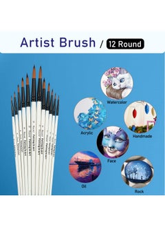 Falling In art Falling in Art Paint Brushes Set, 12 PCS Nylon Professional Round Paint Brushes for Watercolor, Oil Painting, Acrylic, Face Body Nail Art, Crafts, Rock Painting  - Image 4