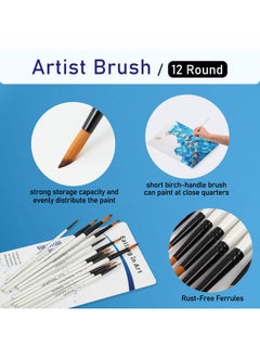 Falling In art Falling in Art Paint Brushes Set, 12 PCS Nylon Professional Round Paint Brushes for Watercolor, Oil Painting, Acrylic, Face Body Nail Art, Crafts, Rock Painting  - Image 3