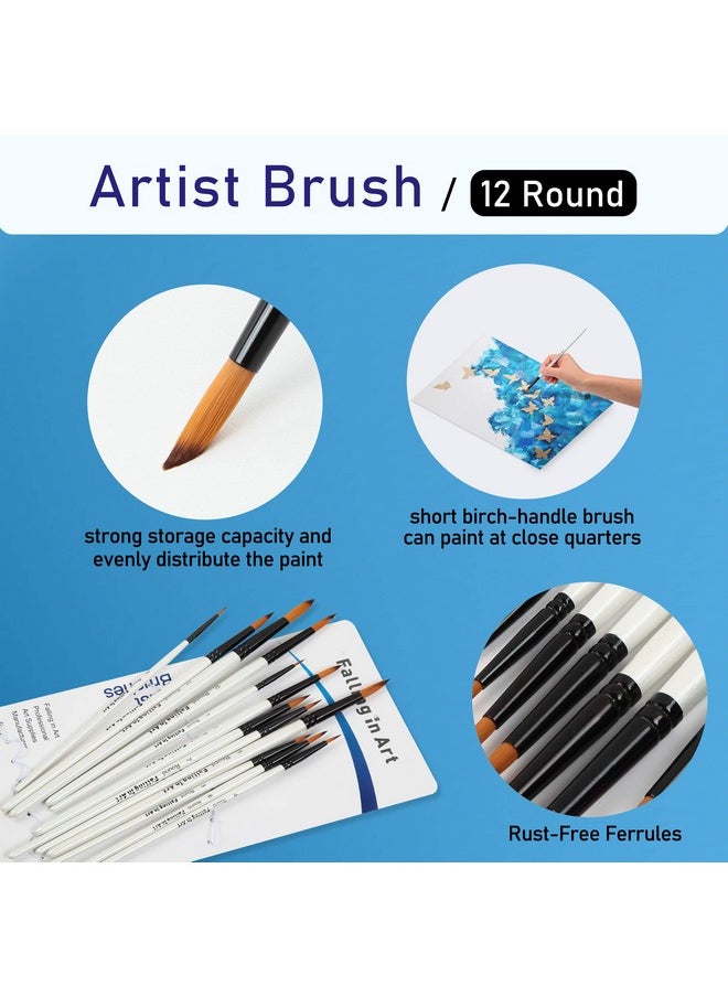 Falling In art Falling in Art Paint Brushes Set, 12 PCS Nylon Professional Round Paint Brushes for Watercolor, Oil Painting, Acrylic, Face Body Nail Art, Crafts, Rock Painting  - Image 3