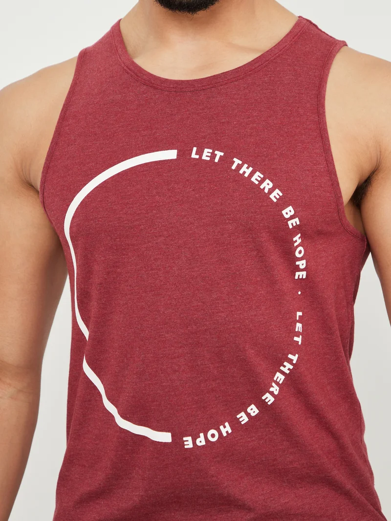 Styli Slogan Printed Melange Knit Tank