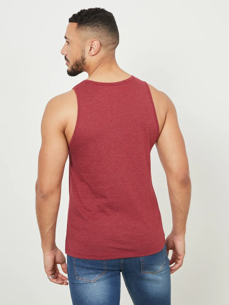 Styli Slogan Printed Melange Knit Tank