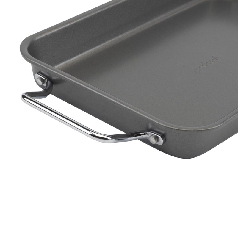 GoodCook Everyday Broiler Baking Pan with Built-in Handles Nonstick Warp-Resistant Heavy-Gauge Steel Construction Even-Heating Oblong Pan with Drip Rack, 7x11-Inch, Gray - Image 5