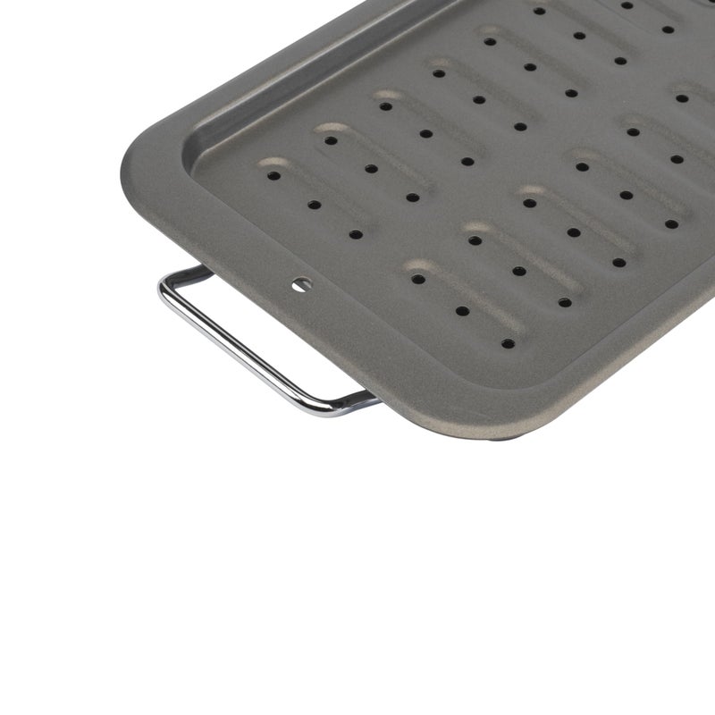 GoodCook Everyday Broiler Baking Pan with Built-in Handles Nonstick Warp-Resistant Heavy-Gauge Steel Construction Even-Heating Oblong Pan with Drip Rack, 7x11-Inch, Gray - Image 4