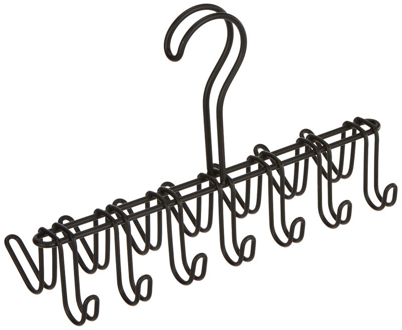 IDesign iDesign Classico Metal 14Hook Horizontal Closet Organizer Rack for Ties Belts Hats Purses Towels Jackets 1025 x 375 x 675  Matte Black