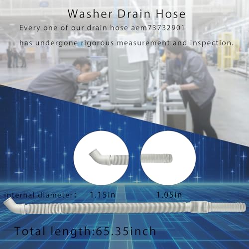 FJIAYIF AEM73732901 Washer Drain Hose - Premium Replacement for LG & Kenmore Elite Front Load Washers - Direct Fit for Models WT7500CW, WT1201CV，WT1201CW - Includes 2-Year Warranty - Image 4