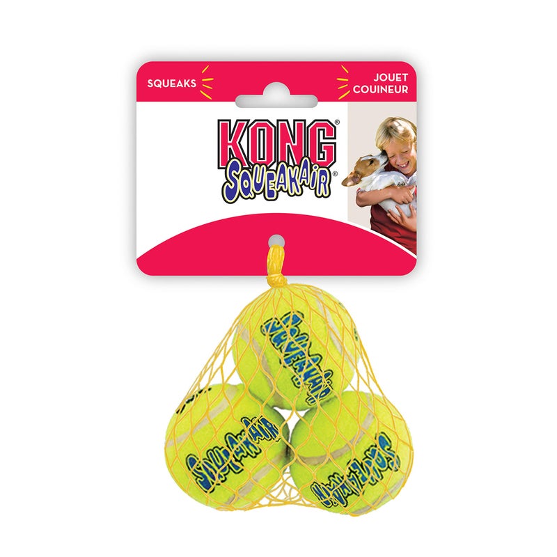 KONG - Squeakair Balls - Dog Toy Premium Squeak Tennis Balls, Gentle on Teethls - for X-Small Dogs (3 Pack) - Image 3