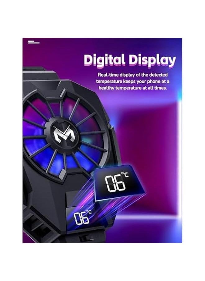 Generic Cell Phone Cooler, Semiconductor Phone Cooling Radiator with Temperature Display, Magnetic Back Clip RGB Phone Cooling Fan for Gmaing Movie Live Streaming  - Image 3