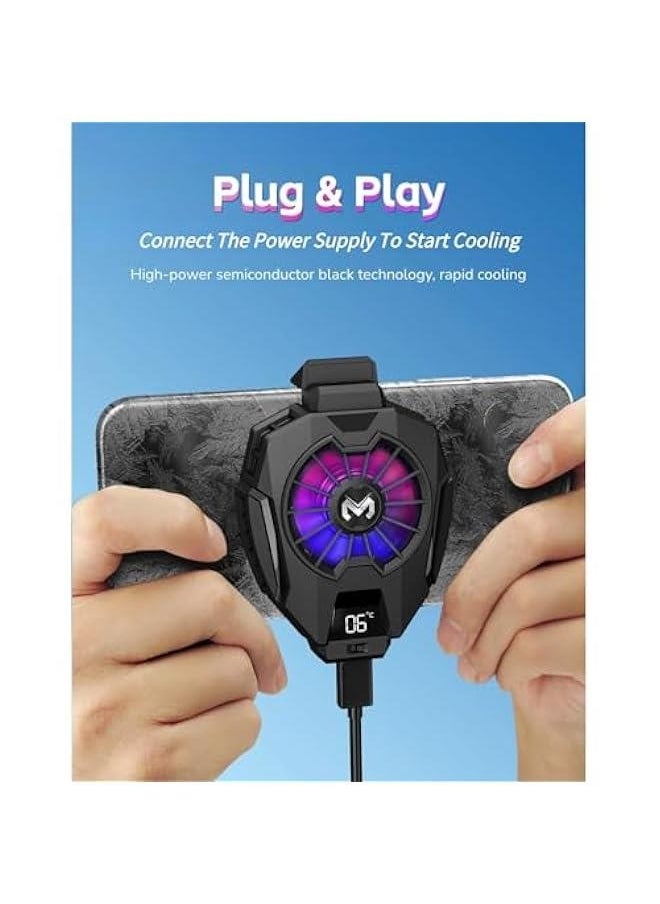 Generic Cell Phone Cooler, Semiconductor Phone Cooling Radiator with Temperature Display, Magnetic Back Clip RGB Phone Cooling Fan for Gmaing Movie Live Streaming  - Image 4