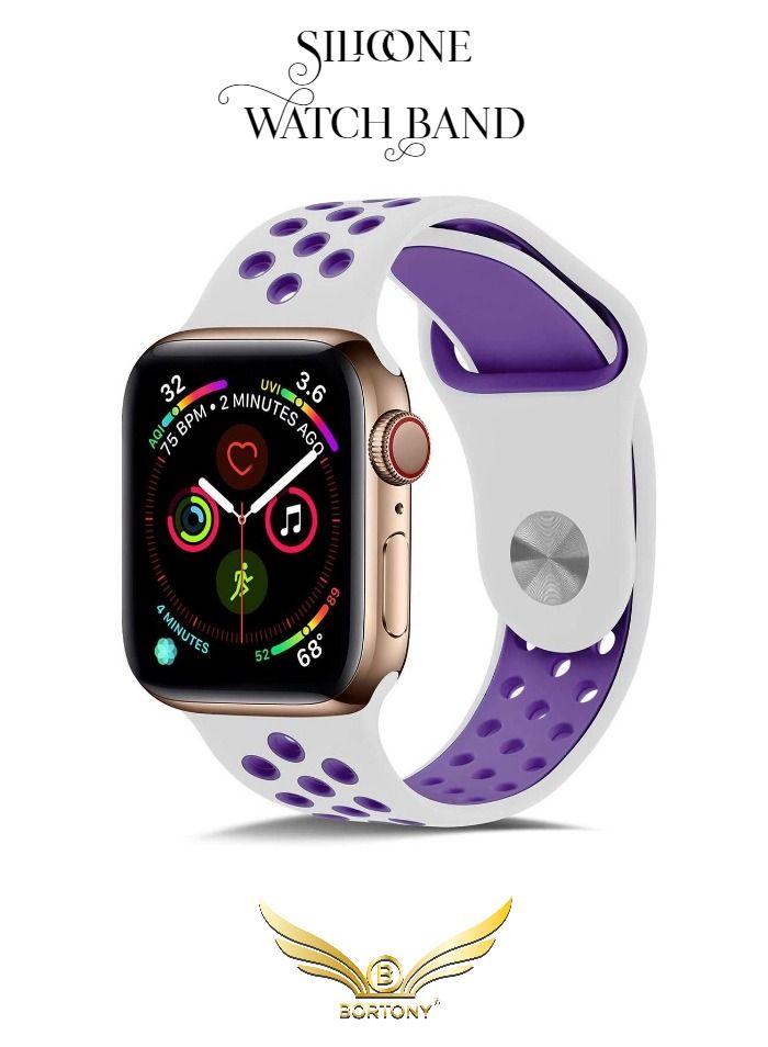 BORTONY Watch Band 42/44mm for Apple Watch 5/6/7 Silicone Replacement Strap for Sport Watch - Image 1