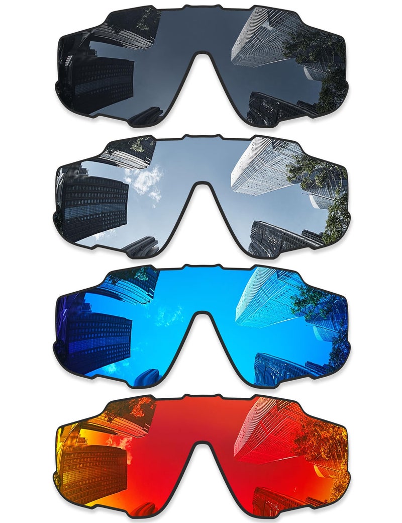 Combine8 4 Pieces Ploarized Replacement Lenses for Oakley Jaw-breaker OO9290/Jaw-breaker Asian Fit OO9270 Sunglasses - Black + Silver Titanium + Ice Blue + Fire Red - Image 1