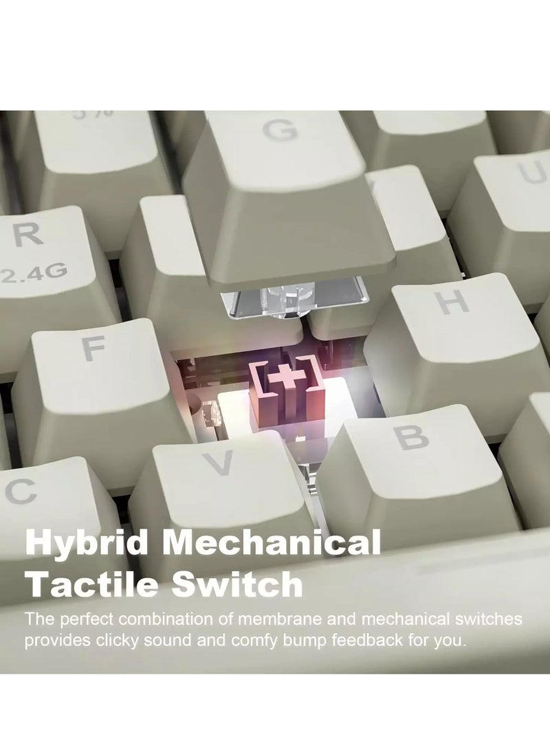 لوحة مفاتيح ميكانيكية هجينة للألعاب 80% - مفتاح بني - 3 أوضاع بلوتوث، لاسلكية وسلكية (رمادي/أصفر) - Image 5