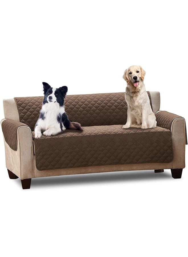 erorex Waterproof Pet Proof Sofa Cover: 3-Seater Anti-Scratch Elastic Protector - Anti-Slip Pet-Friendly Slipcover - Breathable Washable Furniture Protector for UAE Dubai Home, Majlis, Kids & Cats(Coffee)