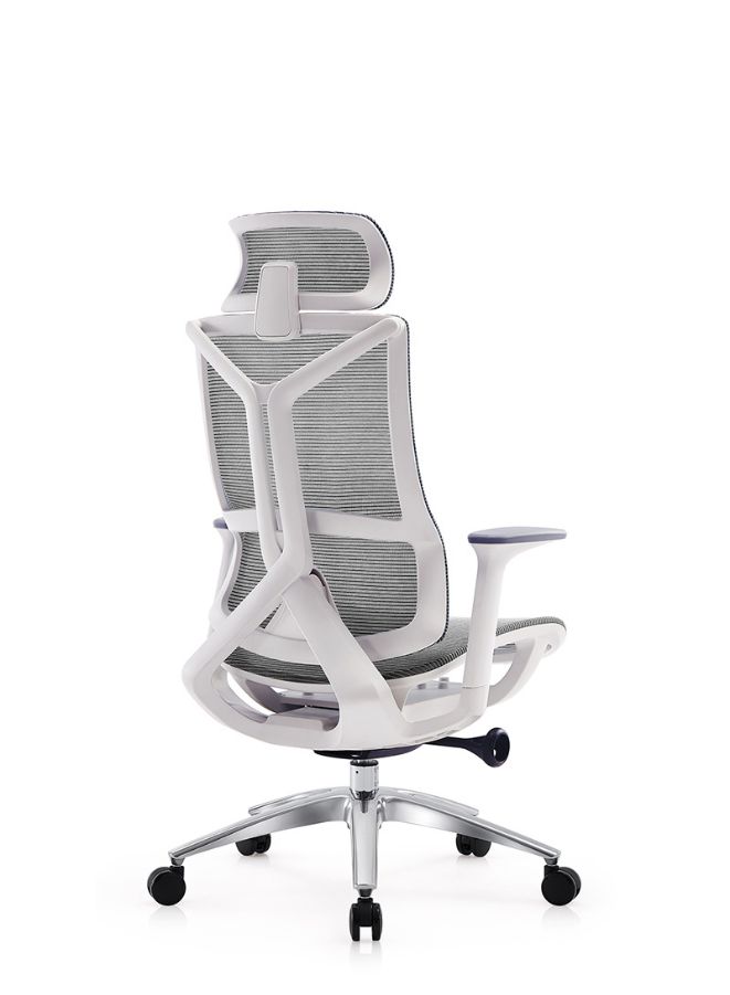 Fatio Modern Ergonomic Office Chair With Headrest And Aluminum Base for Office, Home Office and Shops, High Back, Grey - Image 3
