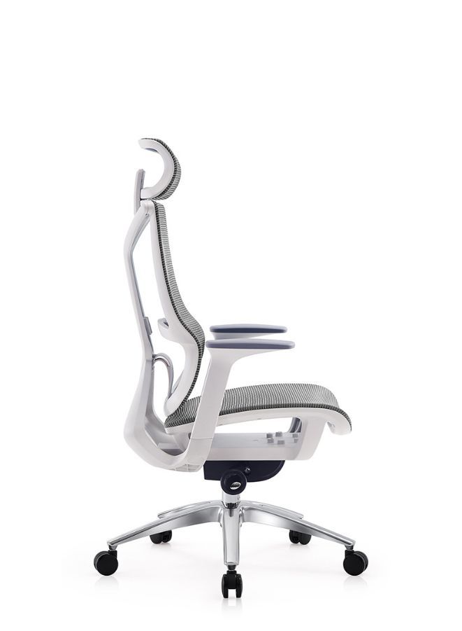 Fatio Modern Ergonomic Office Chair With Headrest And Aluminum Base for Office, Home Office and Shops, High Back, Grey - Image 2
